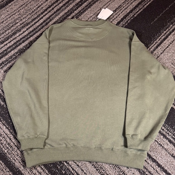 Anine Bing Sport Thyme Green Sweater White Distressed Embroidery Woman’s Small - Picture 4 of 4